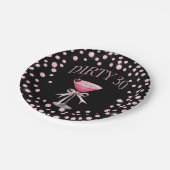 ダーティ30ピンクコケット誕生日パーティー ペーパープレート (アングル)