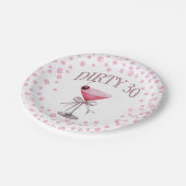 ダーティ30ピンクコケット誕生日パーティー ペーパープレート (アングル)