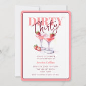 ダーティ30ピンクレッドカクテル30th誕生日パーティー 招待状 (正面)