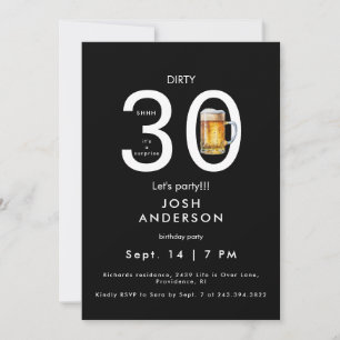 ダーティ30レッツビールサプライズパーティー誕生日 招待状