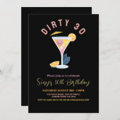 ダーティ30女子誕生日30カクテルマルティーニ 招待状 (正面/裏面)