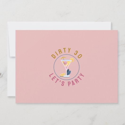 ダーティ30女子誕生日30カクテル写真 招待状 (裏面)