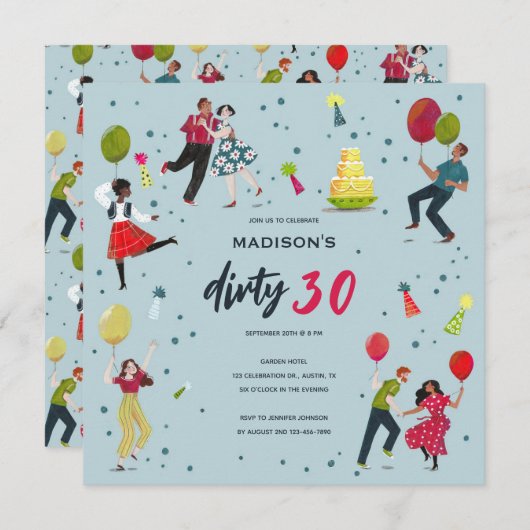 ダーティ30歳の誕生日パーティの招待状 招待状 (正面/裏面)