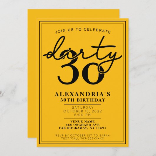 ダーティ30歳の誕生日パーティの招待状 招待状 (正面/裏面)