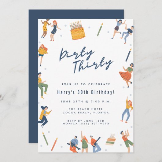 ダーティ30歳の誕生日パーティー 招待状 (正面/裏面)