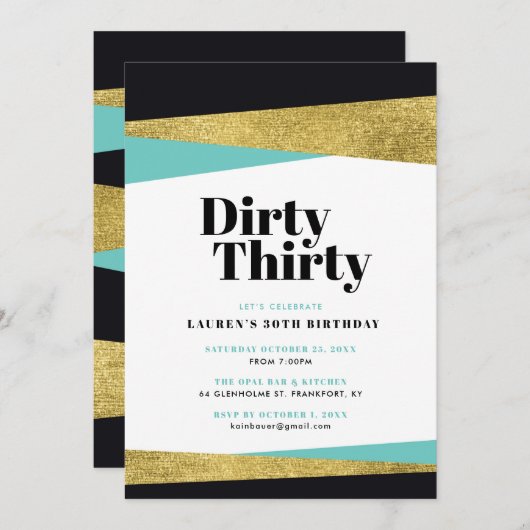 ダーティ30歳の誕生日パーティー 招待状 (正面/裏面)