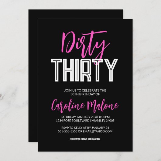 ダーティ30歳の誕生日招待状 招待状 (正面/裏面)