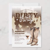 ダーティ30歳女性のカーボーイ西30歳パーティー 招待状 (正面)