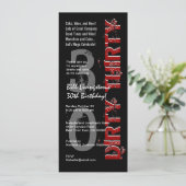 ダーティ30歳誕生日パーティー黒赤背 招待状 (スタンド正面)