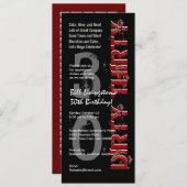 ダーティ30歳誕生日パーティー黒赤背 招待状 (正面/裏面)