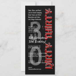 ダーティ30歳誕生日パーティー黒赤背 招待状