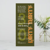 ダーティ30誕生日カキ&金ゴールド 招待状 (スタンド正面)