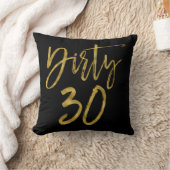 ダーティ30誕生日ゴールドフォイルとブラックパーティー枕 クッション (ブランケット)