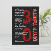 ダーティ30誕生日白黒赤テンプレートG20 招待状 (スタンド正面)