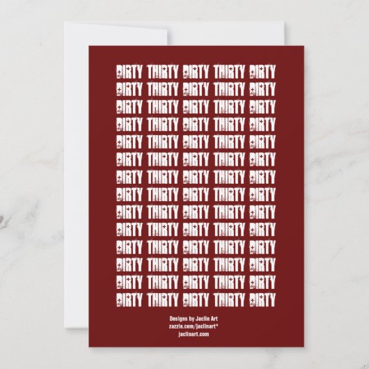 ダーティ30誕生日白黒赤テンプレートG20 招待状 (裏面)