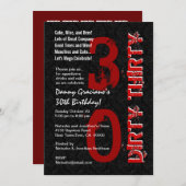 ダーティ30誕生日白黒赤テンプレートG20 招待状 (正面/裏面)