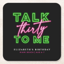 ダーティ30 ネオン グリーン ピンク Talk Thirty To Me スクエアペーパーコースター