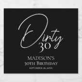 ダーティ30thブラック&ホワイト誕生日 スパークリングワインラベル (シングルラベル)