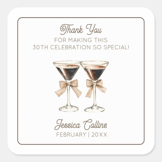 ダーティ30th誕生日パーティーエスプレッソカクテル スクエアシール (正面)