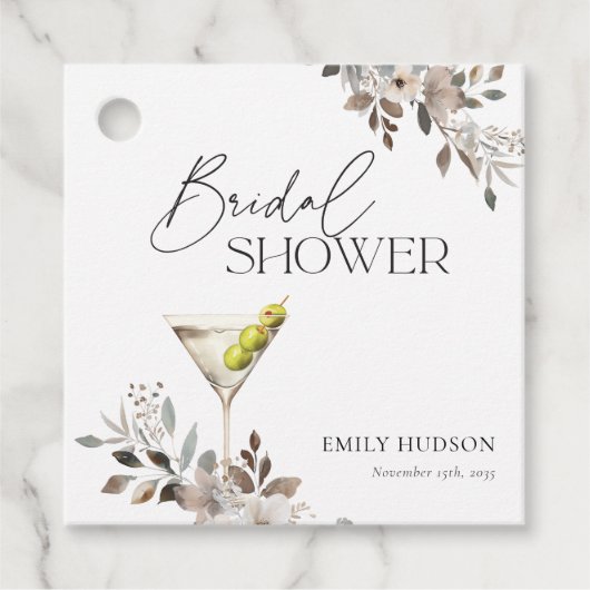 ダーティ マティーニ カクテル ブライダル シャワー フェイバータグ (正面)
