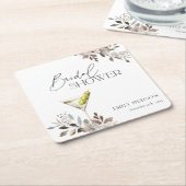 ダーティ マーティーニ カクテル ブライダル シャワー スクエアペーパーコースター (アングル)