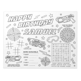 ダートウォー誕生日パーティーぬりえ＆アクティビティページ ノートパッド