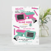 ダートガンおもしろいエイムシュートガールズ誕生日招待状 招待状 (スタンド正面)