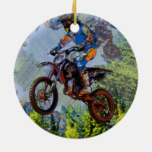 ダートサイクリングフール – モトクロスレーサー セラミックオーナメント (裏面)