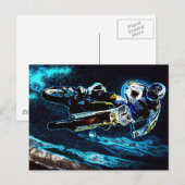 ダートサイクリングモトクロスレーシングバイクバイクもしくは自転車に乗る人 ポストカード (正面/裏面)