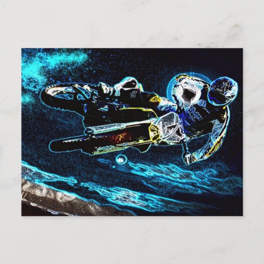 ダートサイクリングモトクロスレーシングバイクバイクもしくは自転車に乗る人 ポストカード (正面)