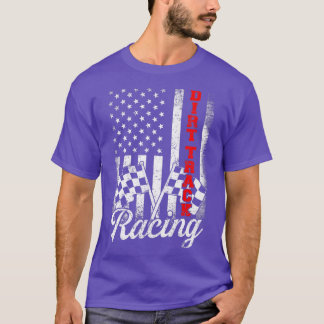 ダートトラックレーシングアメリカンフラッグレースカーレーサー Tシャツ