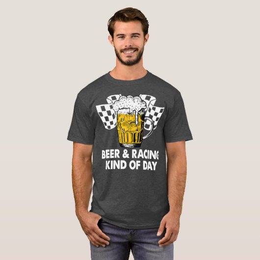 ダートトラックレーシング用のビールとレーシング用の1日 Tシャツ (正面フル)