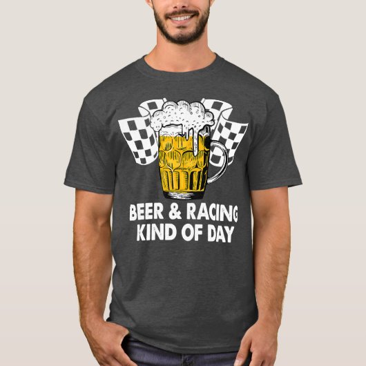 ダートトラックレーシング用のビールとレーシング用の1日 Tシャツ (正面)