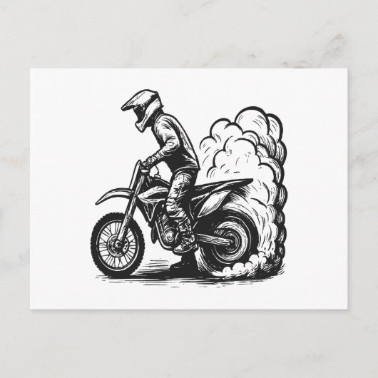ダートバイクのバーンアウト シーズンポストカード (正面)