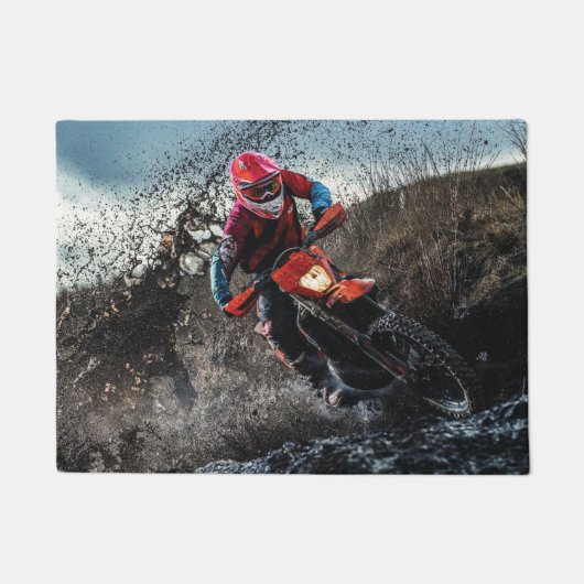ダートバイクのライダー装飾用クッション ドアマット (正面)
