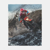 ダートバイクのライダー装飾用クッション フリースブランケット (正面)