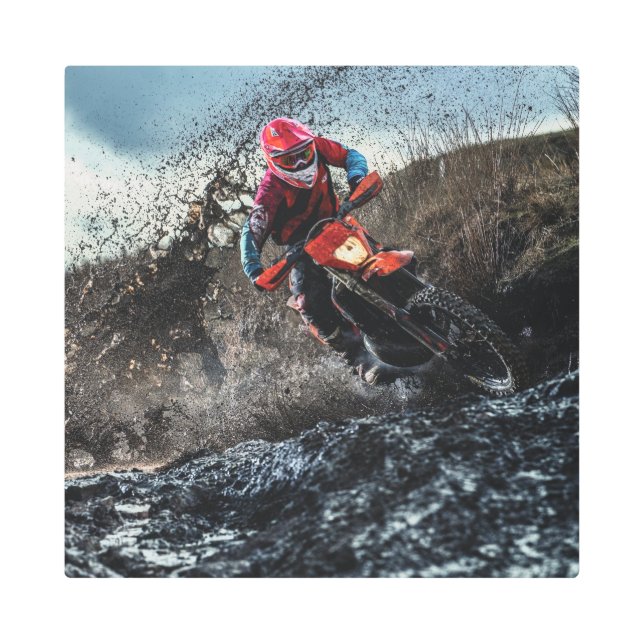 ダートバイクのライダー装飾用クッション メタルプリント (正面)