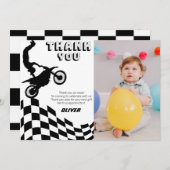 ダートバイクのレース少年の写真の誕生日 サンキューカード (正面/裏面)