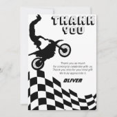ダートバイクのレース少年の誕生日 サンキューカード (正面)