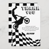 ダートバイクのレース少年の誕生日 サンキューカード (正面/裏面)