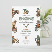 ダートバイクの少年7歳の誕生日 招待状 (スタンド正面)