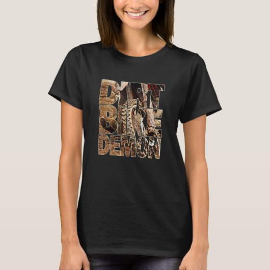 ダートバイクの悪魔のバイカー Tシャツ (正面)