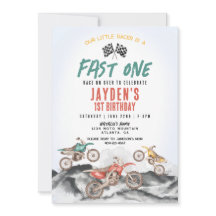 ダートバイクの最初の誕生日パーティーへの招待Boy