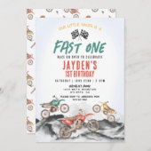 ダートバイクの最初の誕生日パーティーへの招待Boy 招待状 (正面/裏面)