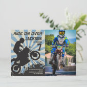 ダートバイクの誕生日フォト招待状 / モトクロス 招待状 (スタンド正面)