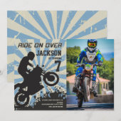 ダートバイクの誕生日フォト招待状 / モトクロス 招待状 (正面/裏面)