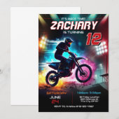 ダートバイクの誕生日招待状 | レースの招待 招待状 (正面/裏面)