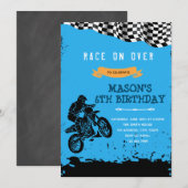 ダートバイクの誕生日招待状 招待状 (正面/裏面)