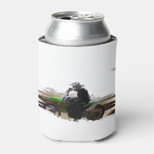 ダートバイクもしくは自転車に乗る人 – モトクロスレーサー 缶クーラー (缶正面)