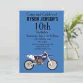 ダートバイクをテーマにしたスポーツ子供の誕生日招待状 招待状 (スタンド正面)